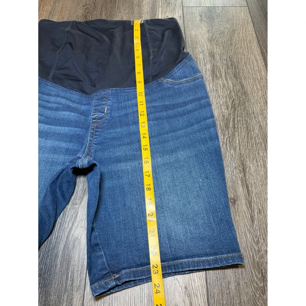 Isabel Maternity Bermuda Short Denim Blue 10/30 Over Belly Pregnancy Jean Shorts